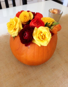 Pumpkin Floral Arrangement with roses