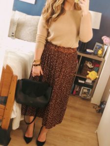 Amazon Fall Fashion Finds - polka dot midi skirt, amazon style, amazon skirts, amazon haul, amazon polka dots