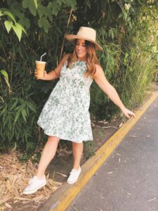 what to wear for labor day - mini dress and sneakers, labor day outfit inspiration, labor day outfit, labor day sundress, green and white mini dress, green and white sundress, gal meets glam dresses